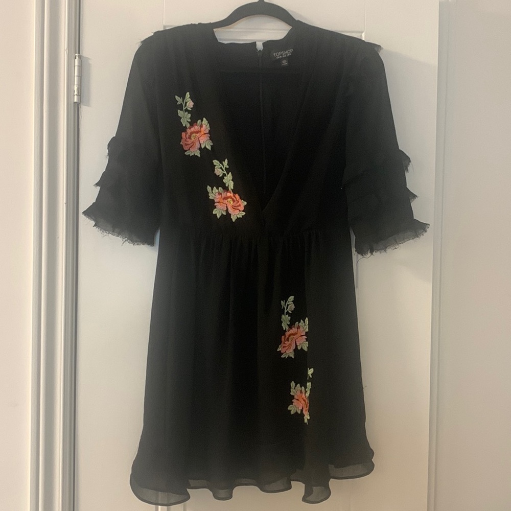 Black Dress with Floral Pattern